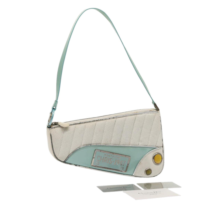 CHRISTIAN Top quality Dior Cadillac Shoulder Bag Leather White Auth 82247