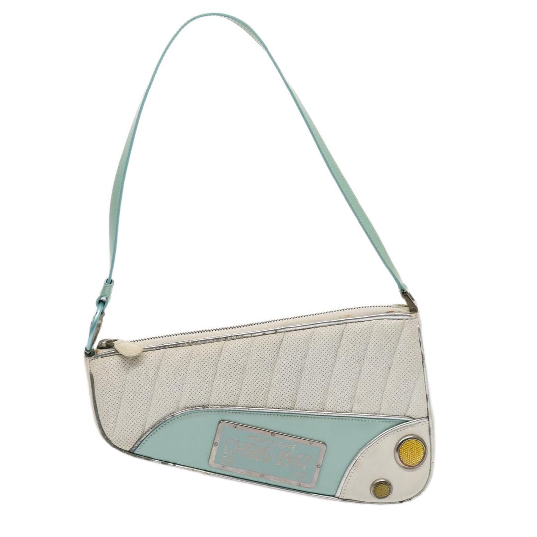 CHRISTIAN Top quality Dior Cadillac Shoulder Bag Leather White Auth 82247