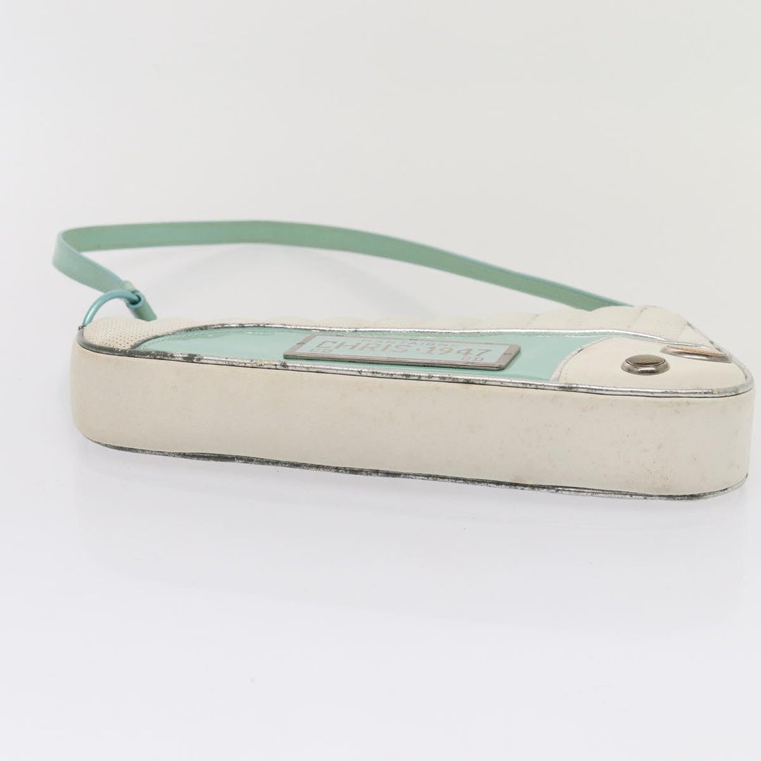 CHRISTIAN Top quality Dior Cadillac Shoulder Bag Leather White Auth 82247