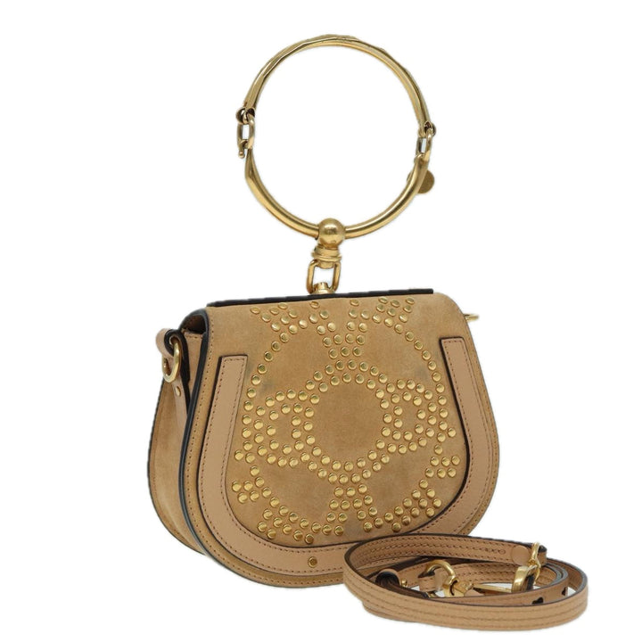 Chloe Nile Hand Bag Suede 2way Beige 82248