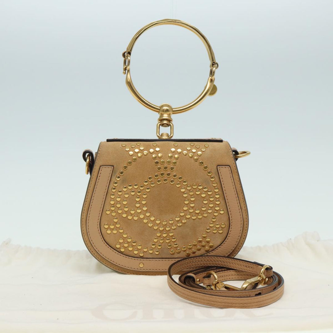 Chloe Nile Hand Bag Suede 2way Beige 82248