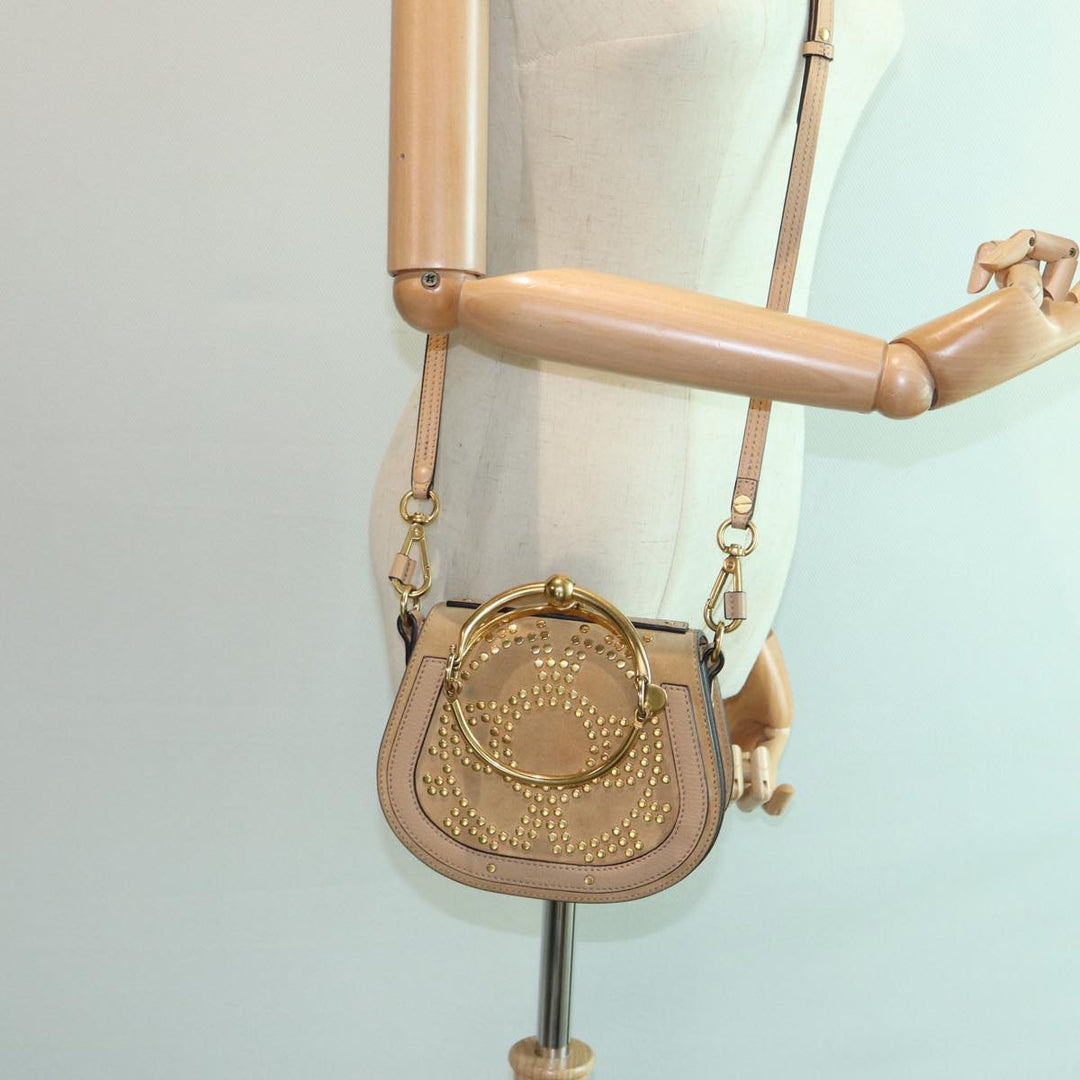 Chloe Nile Hand Bag Suede 2way Beige 82248