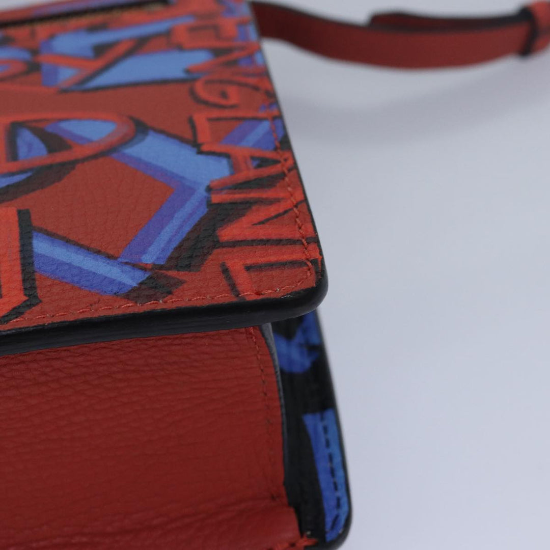 Burberry Shoulder Bag Graffiti Leather Red Blue Auth 82250A