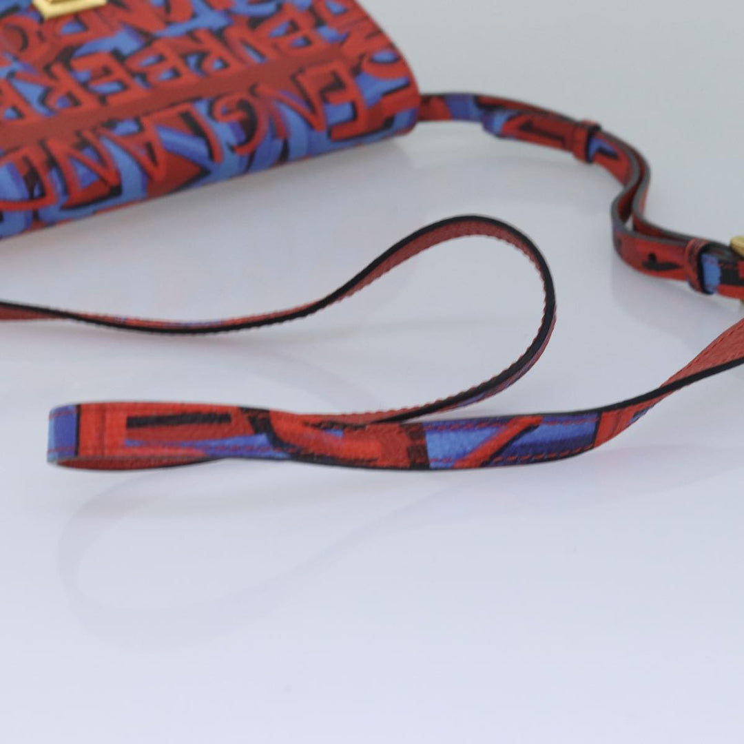 Burberry Shoulder Bag Graffiti Leather Red Blue Auth 82250A