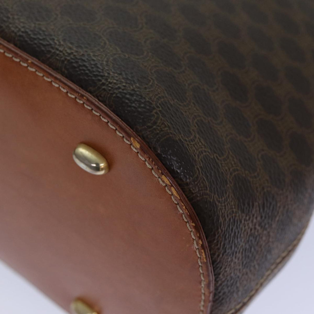 Celine Macadam Canvas Hand Bag PVC Leather Brown  82266