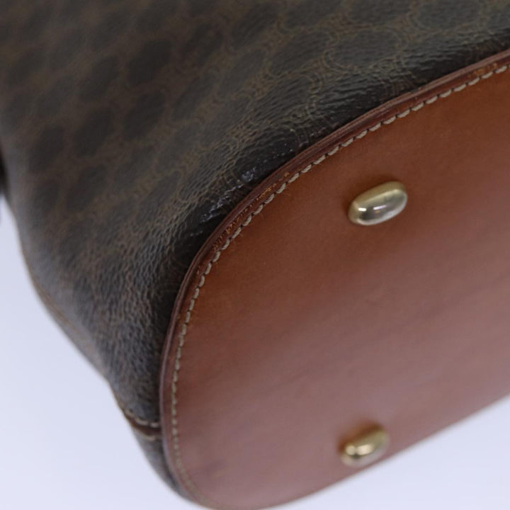Celine Macadam Canvas Hand Bag PVC Leather Brown  82266