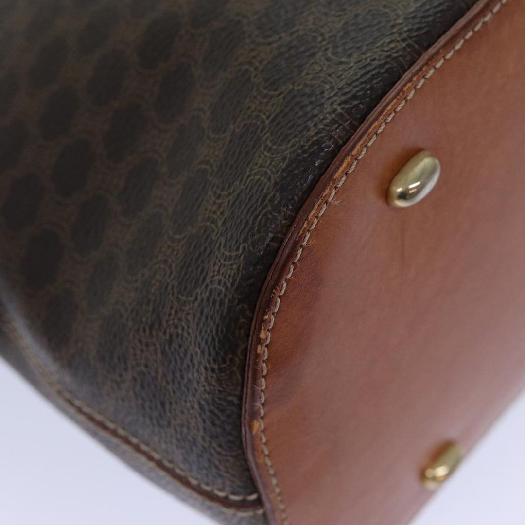 Celine Macadam Canvas Hand Bag PVC Leather Brown  82266