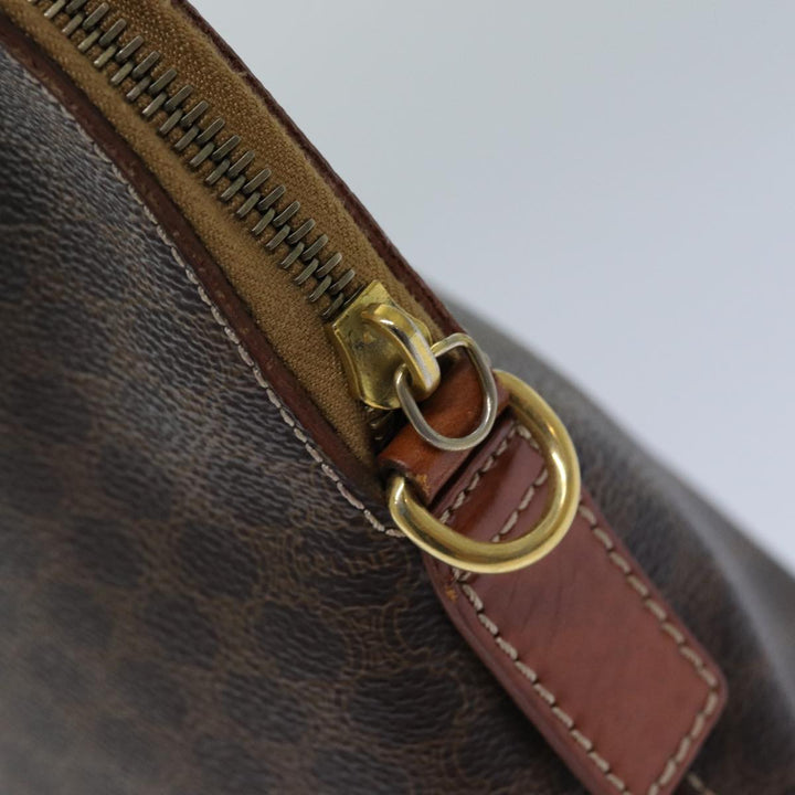 Celine Macadam Canvas Hand Bag PVC Leather Brown  82266