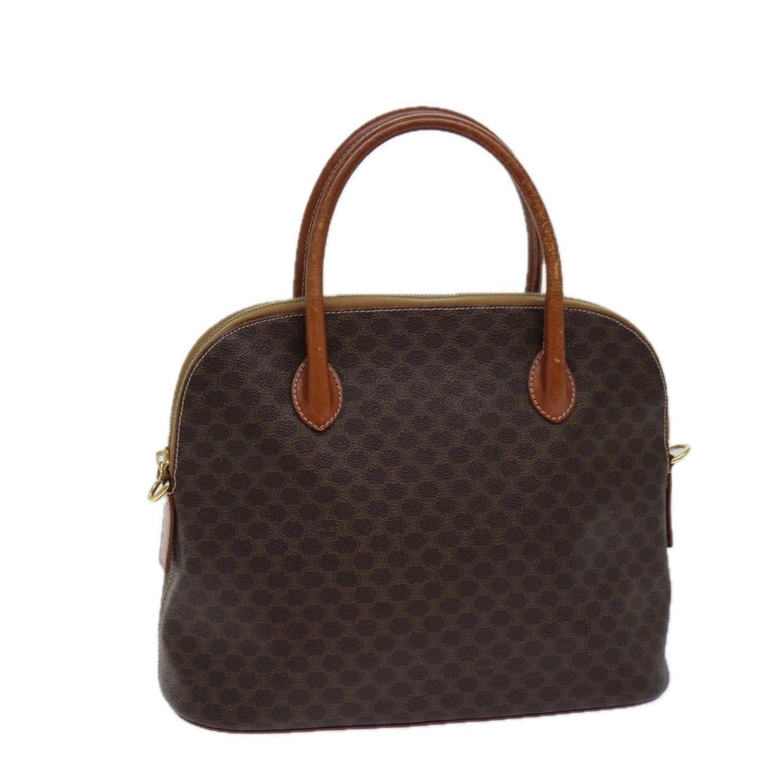Celine Macadam Canvas Hand Bag PVC Leather Brown  82266