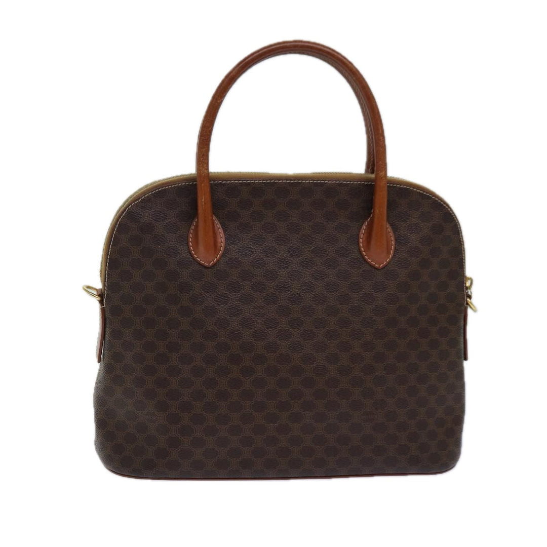 Celine Macadam Canvas Hand Bag PVC Leather Brown  82266