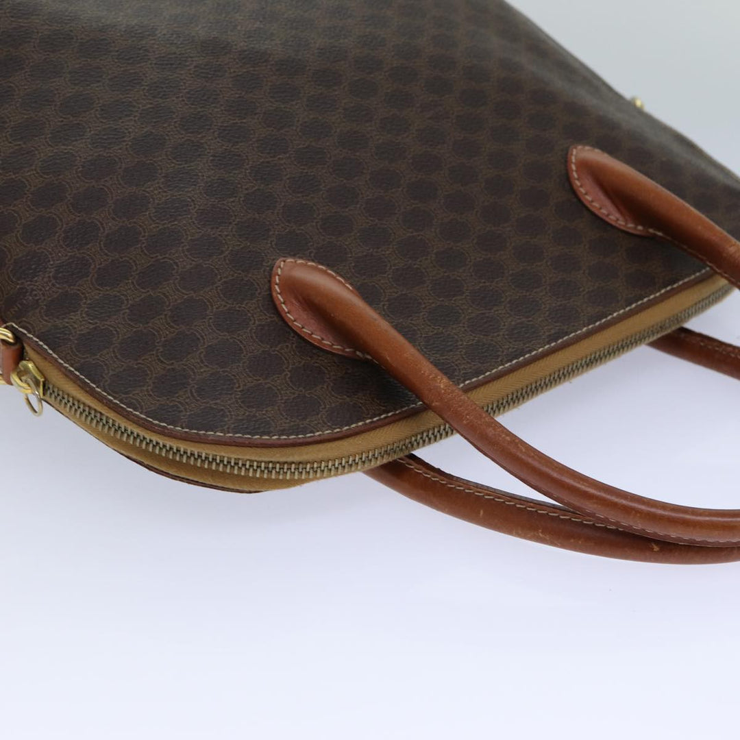 Celine Macadam Canvas Hand Bag PVC Leather Brown  82266