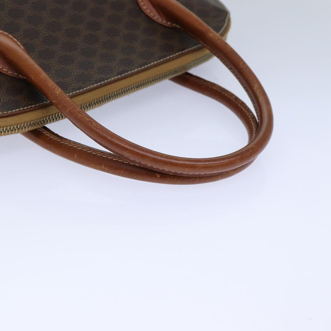 Celine Macadam Canvas Hand Bag PVC Leather Brown  82266