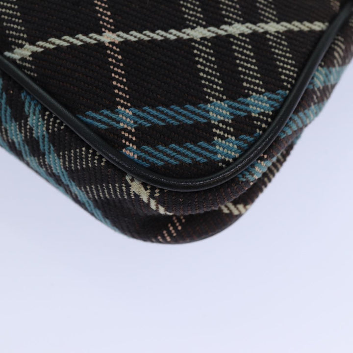 Burberry Nova Check Blue Label Shoulder Bag Canvas Brown Blue Auth 82267
