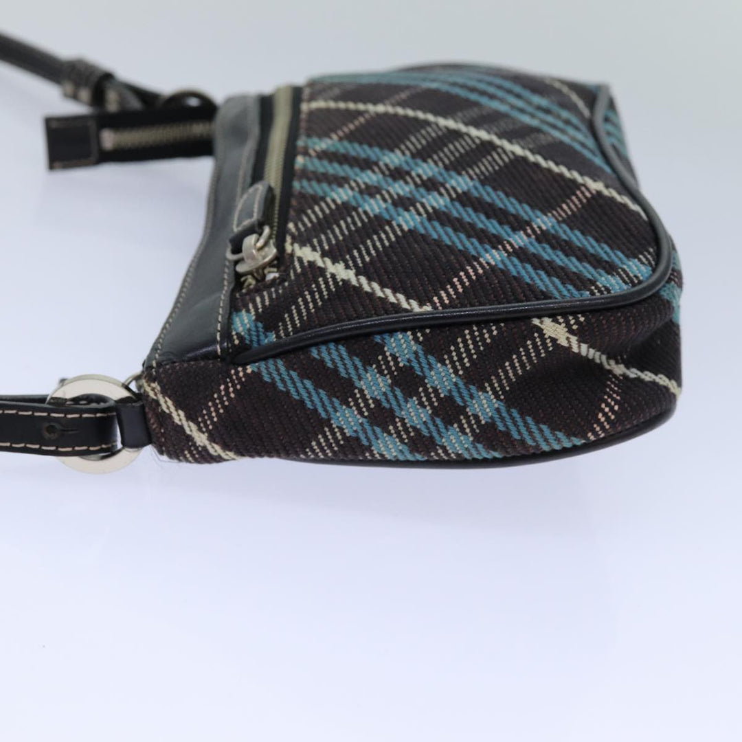 Burberry Nova Check Blue Label Shoulder Bag Canvas Brown Blue Auth 82267