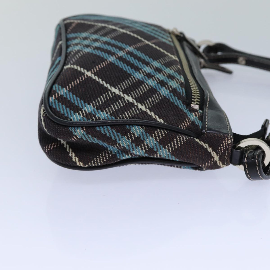 Burberry Nova Check Blue Label Shoulder Bag Canvas Brown Blue Auth 82267