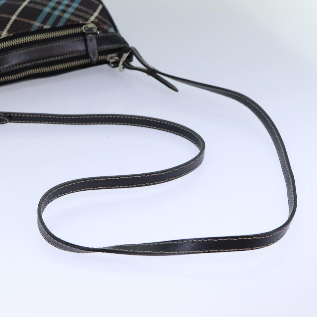 Burberry Nova Check Blue Label Shoulder Bag Canvas Brown Blue Auth 82267