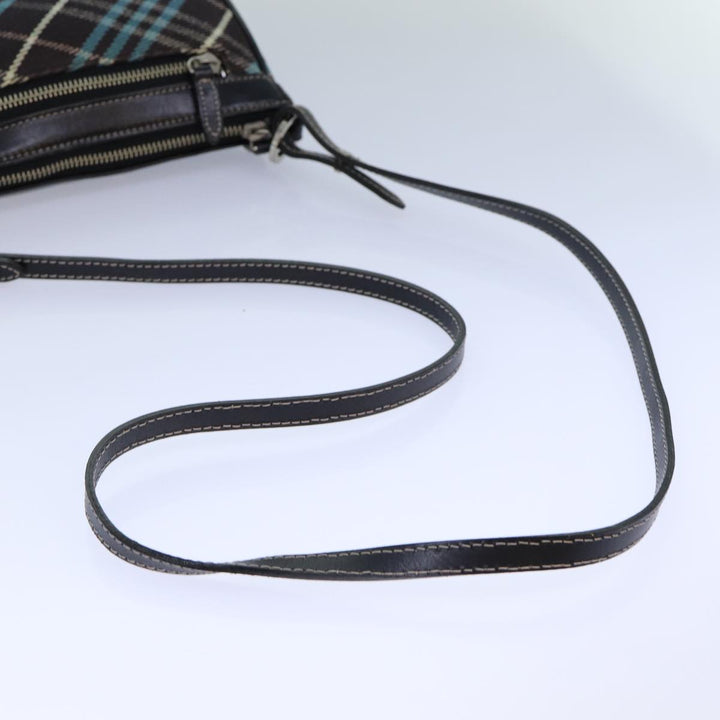 Burberry Nova Check Blue Label Shoulder Bag Canvas Brown Blue Auth 82267