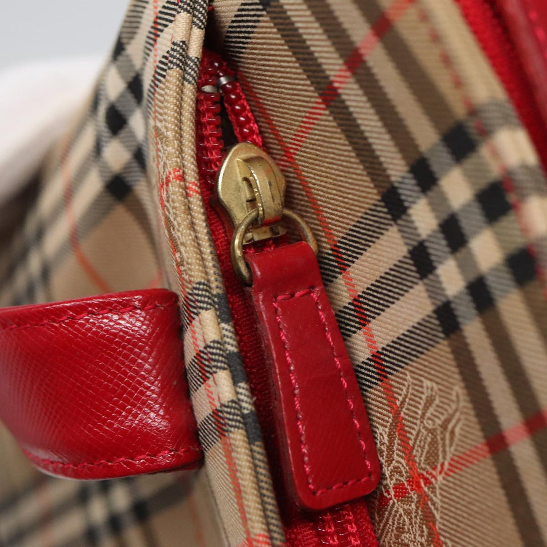 Burberry Nova Check Tote Bag Canvas Beige Red Auth 82269