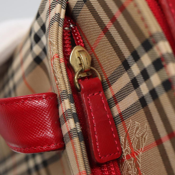 Burberry Nova Check Tote Bag Canvas Beige Red Auth 82269