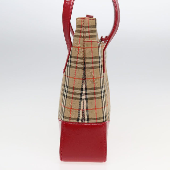 Burberry Nova Check Tote Bag Canvas Beige Red Auth 82269