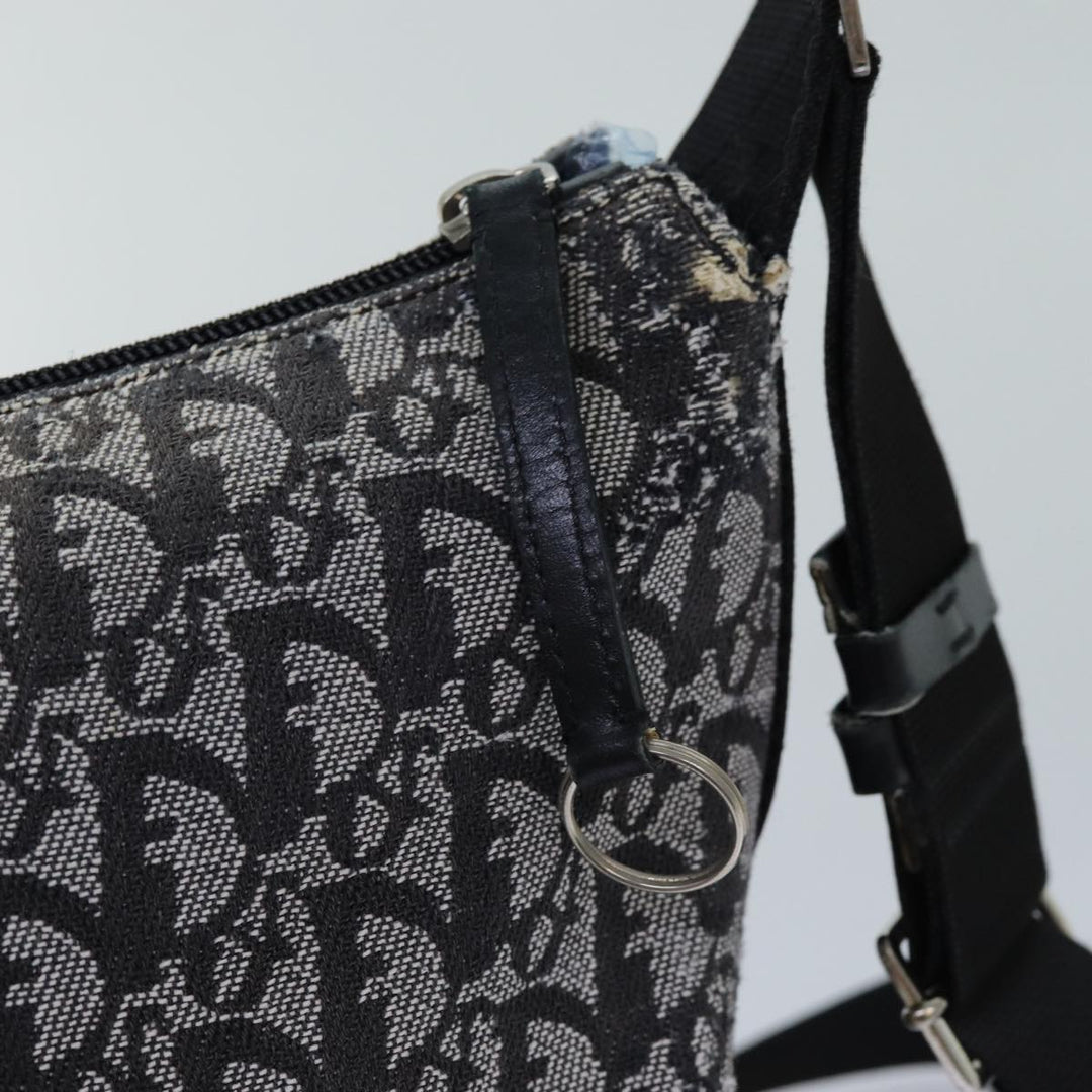 CHRISTIAN Top quality Dior Trotter Canvas Shoulder Bag Black Auth 82279