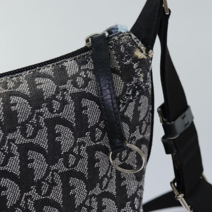 CHRISTIAN Top quality Dior Trotter Canvas Shoulder Bag Black Auth 82279
