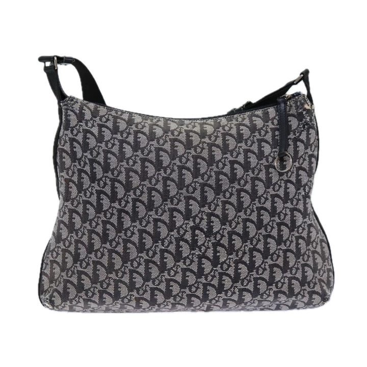 CHRISTIAN Top quality Dior Trotter Canvas Shoulder Bag Black Auth 82279