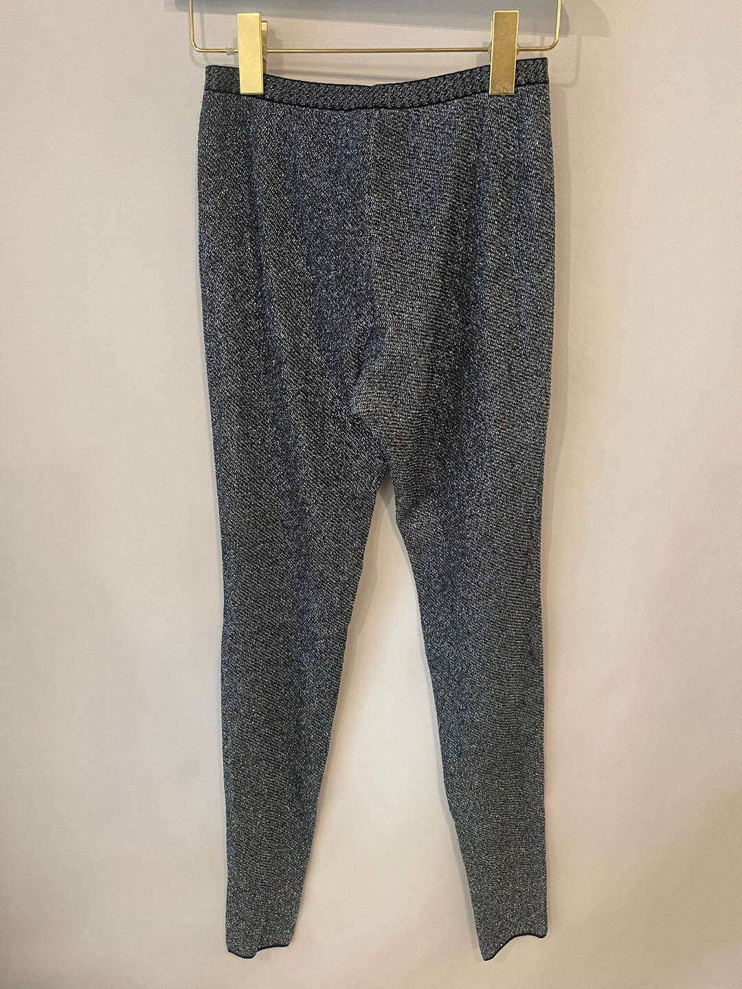Top Quality Chanel Silver Metallic Long-Sleeve Top and Leggings Set Size FR 34/36 (UK 6/8)