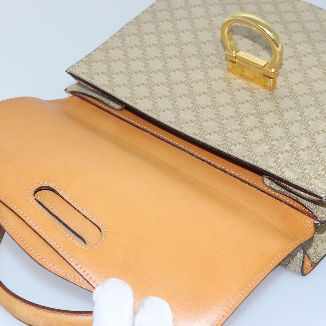 Celine Macadam Canvas Hand Bag Beige Auth 82559