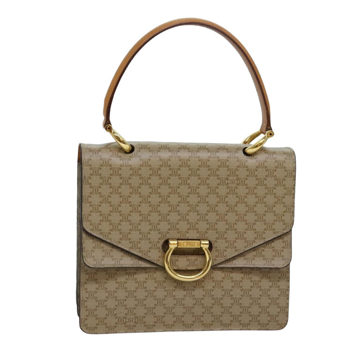 Celine Macadam Canvas Hand Bag Beige Auth 82559