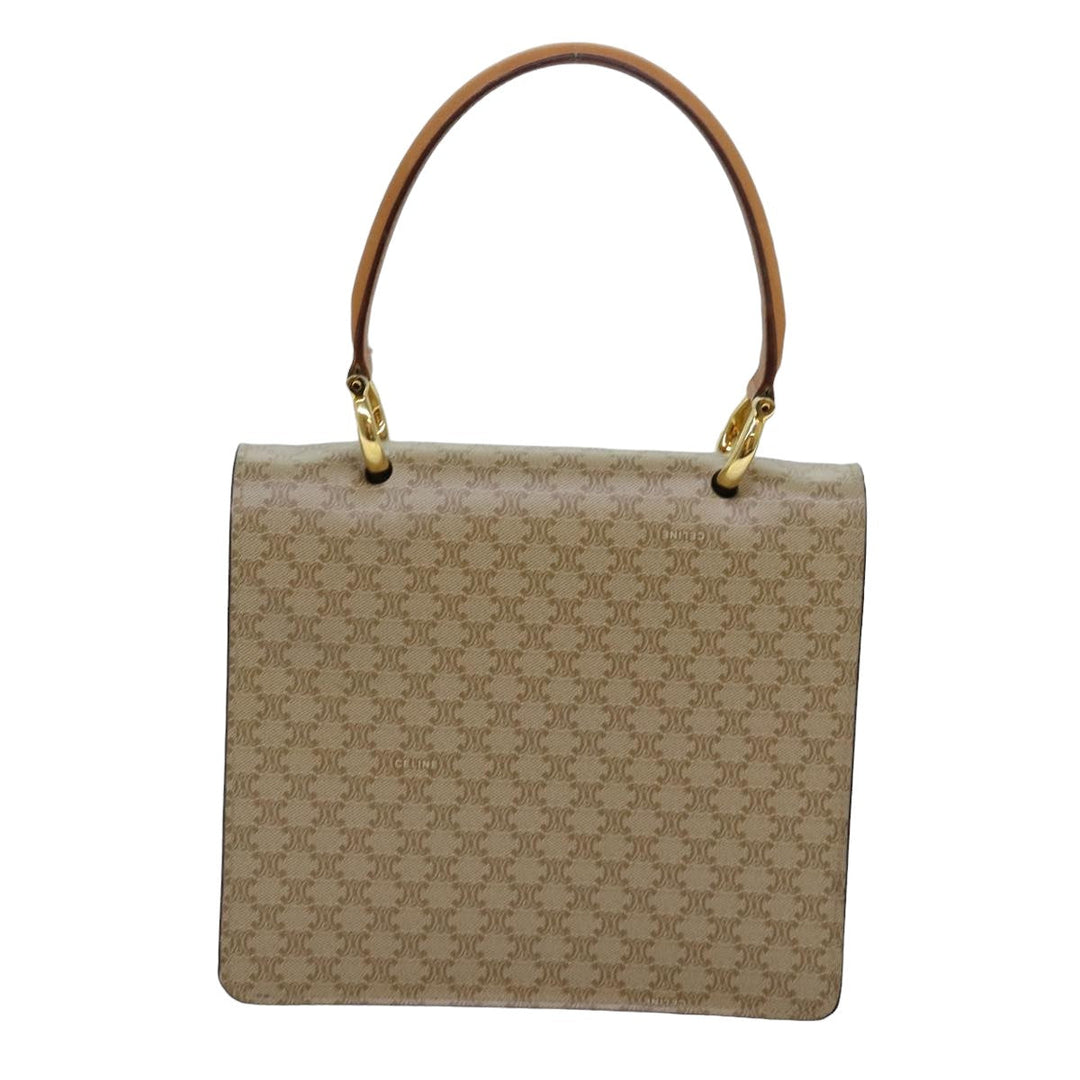 Celine Macadam Canvas Hand Bag Beige Auth 82559