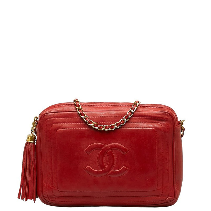 Top Quality Chanel Cocomark Tassel Chain  houlder Bag Red Leather  CHANEL