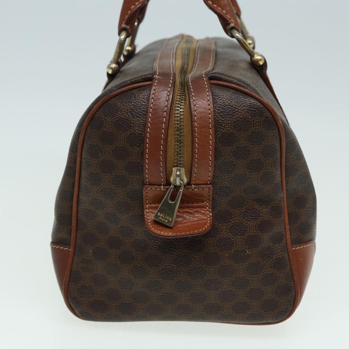 Celine Macadam Canvas Boston Bag PVC Leather Brown Auth 82687