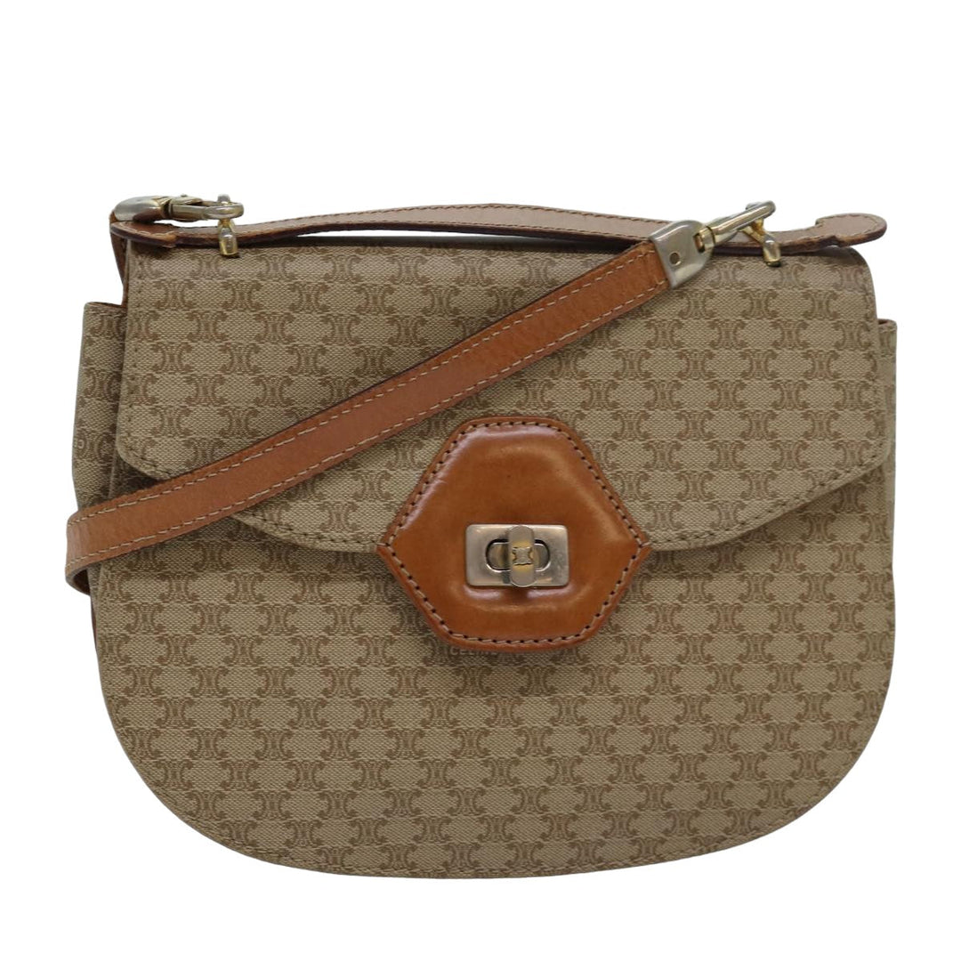 Celine Macadam Canvas Hand Bag 2way Beige Auth 82688