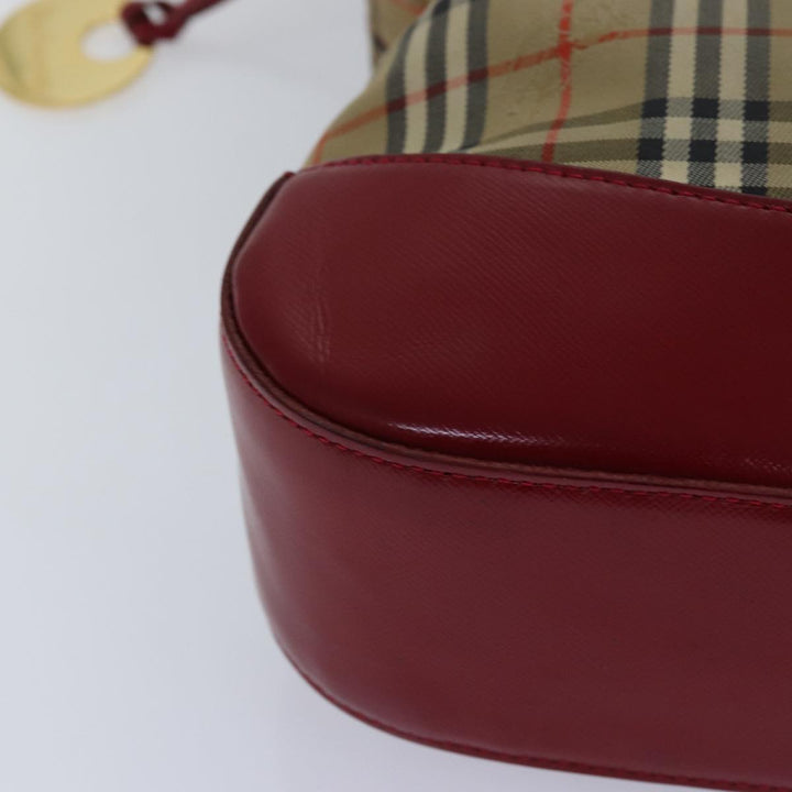 BurberrySs Nova Check Shoulder Bag Canvas Beige Red Auth 82690