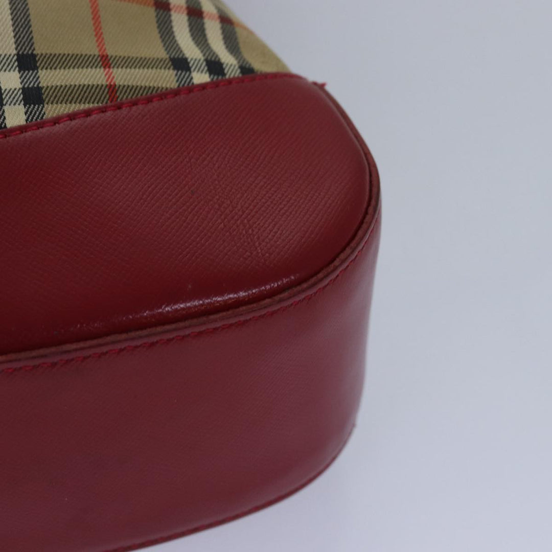 BurberrySs Nova Check Shoulder Bag Canvas Beige Red Auth 82690
