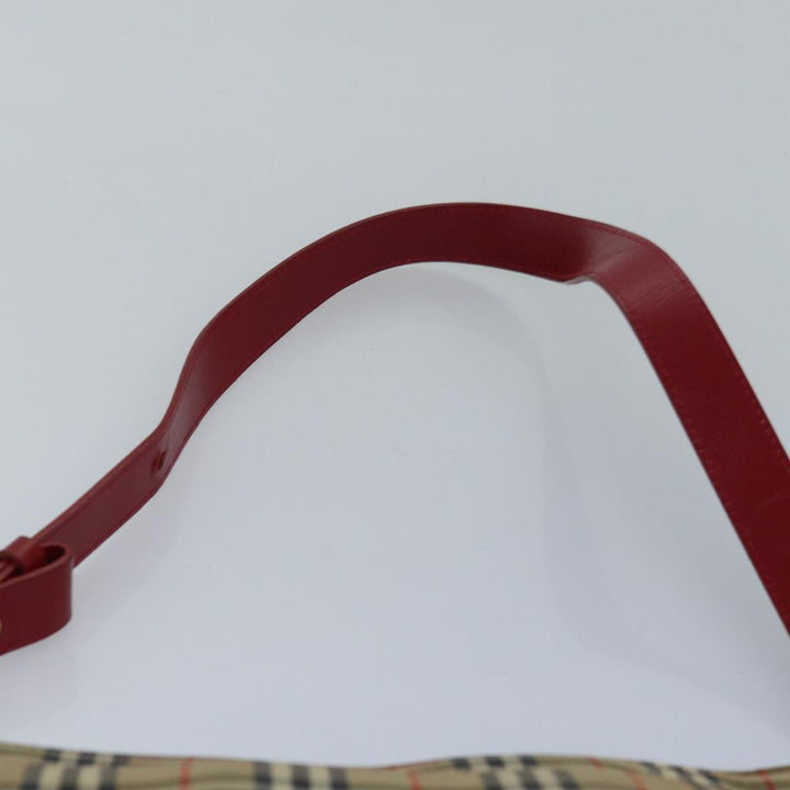 BurberrySs Nova Check Shoulder Bag Canvas Beige Red Auth 82690