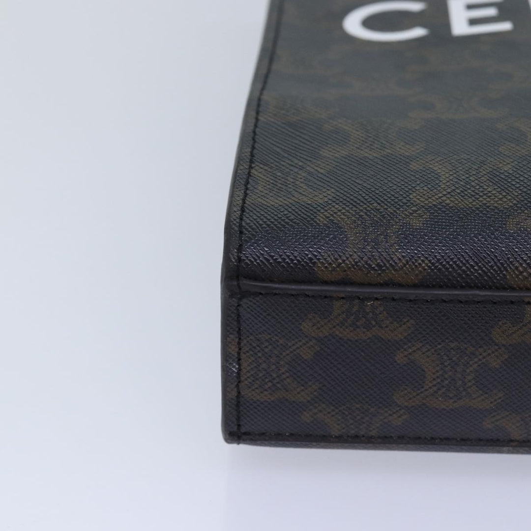 Celine Triomphe Mini Particle Cabas Hand Bag PVC Leather 2way Black Auth 82739A