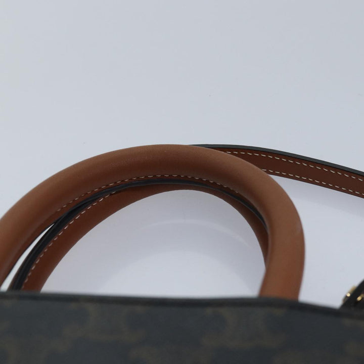 Celine Triomphe Mini Particle Cabas Hand Bag PVC Leather 2way Black Auth 82739A