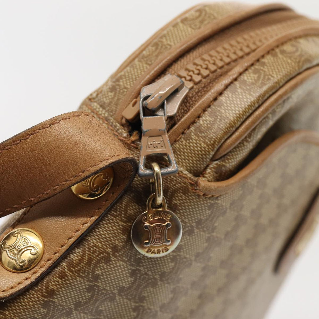 Celine Macadam Canvas Shoulder Bag Beige Auth 82866