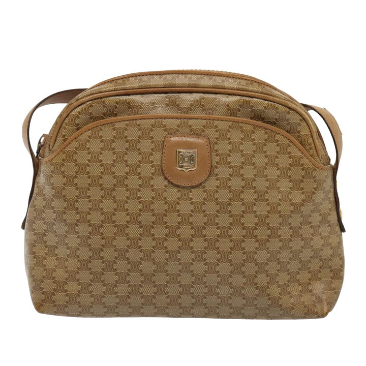 Celine Macadam Canvas Shoulder Bag Beige Auth 82866