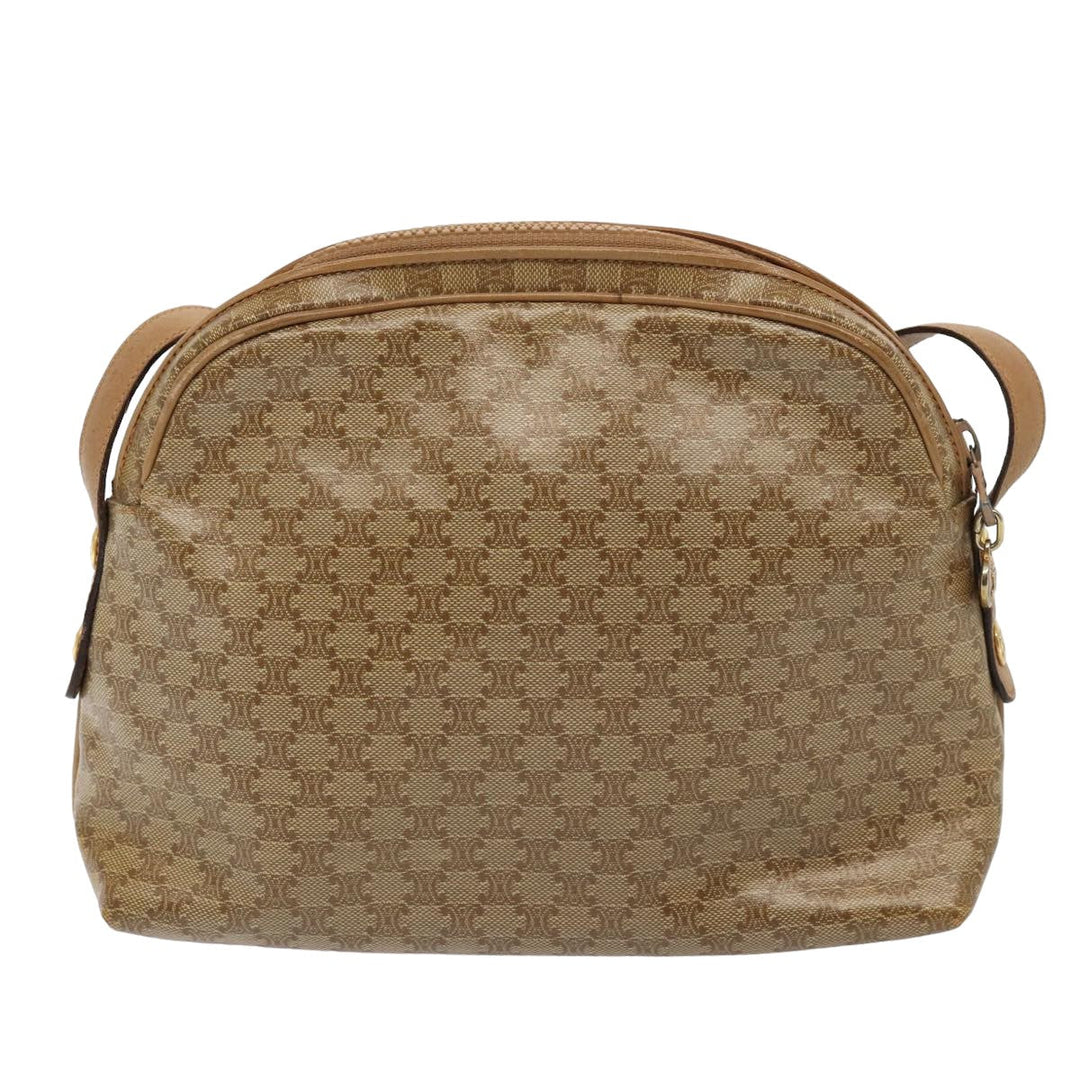 Celine Macadam Canvas Shoulder Bag Beige Auth 82866