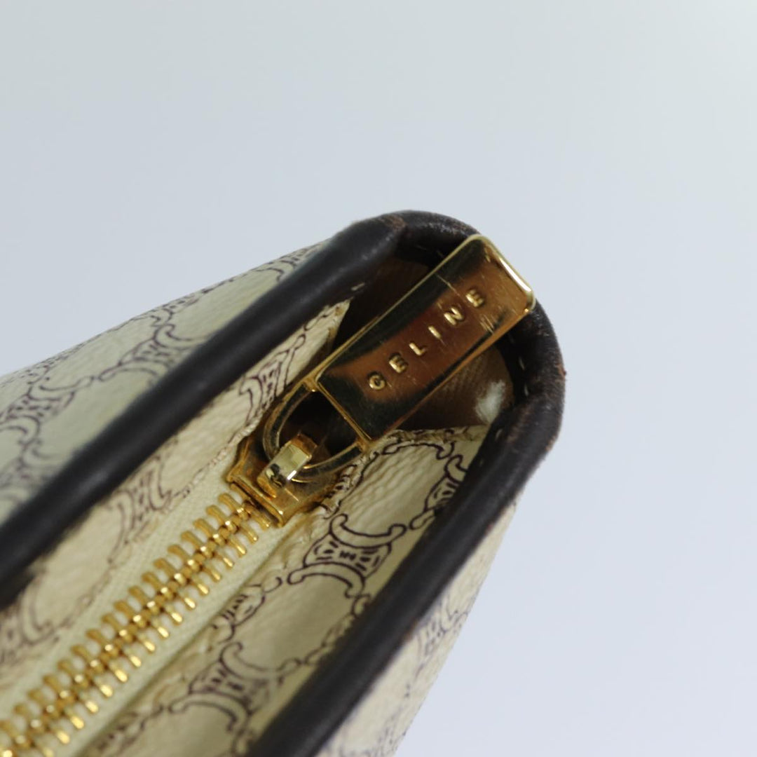 Celine Macadam Canvas Hand Bag PVC White Auth 82867