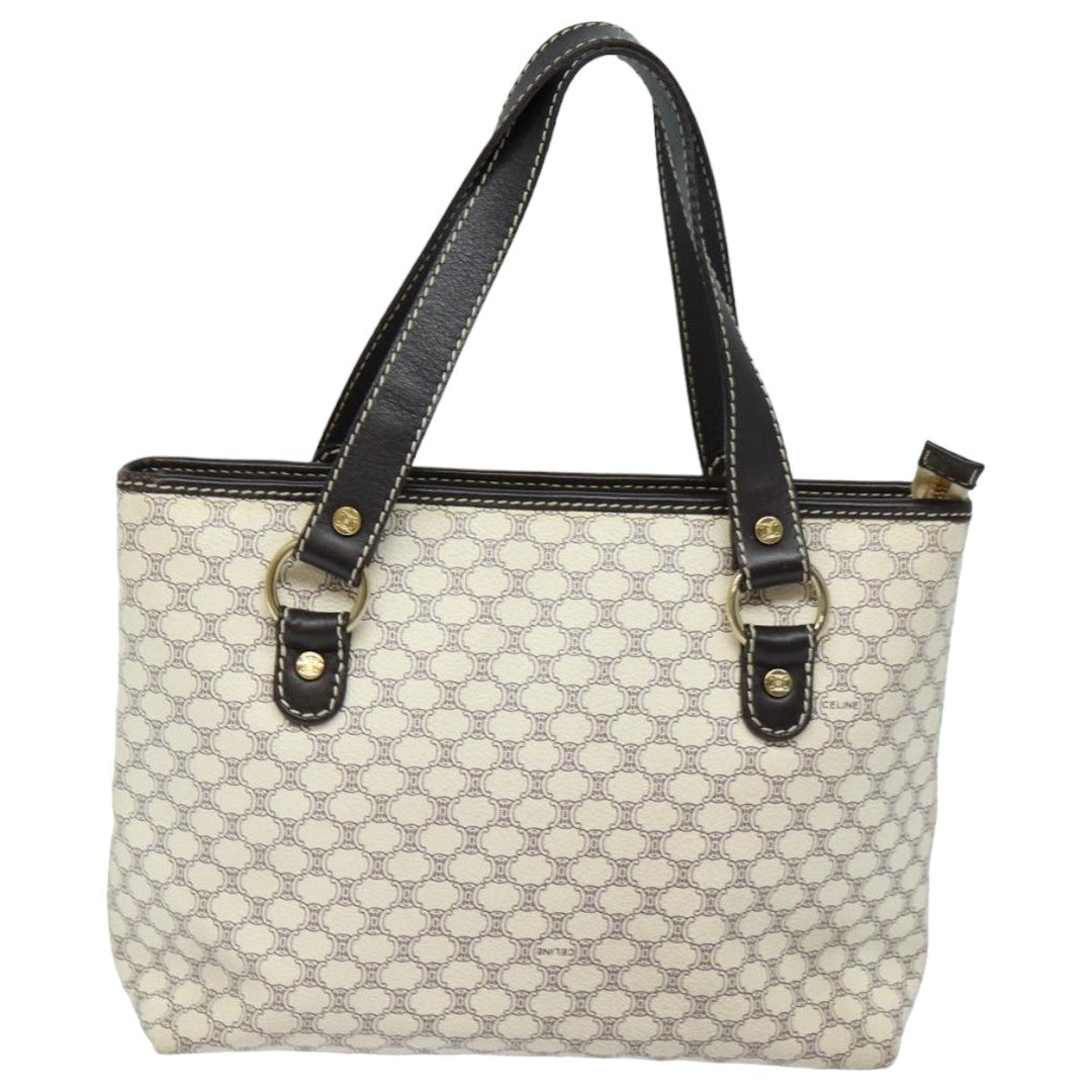 Celine Macadam Canvas Hand Bag PVC White Auth 82867