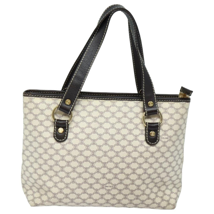 Celine Macadam Canvas Hand Bag PVC White Auth 82867