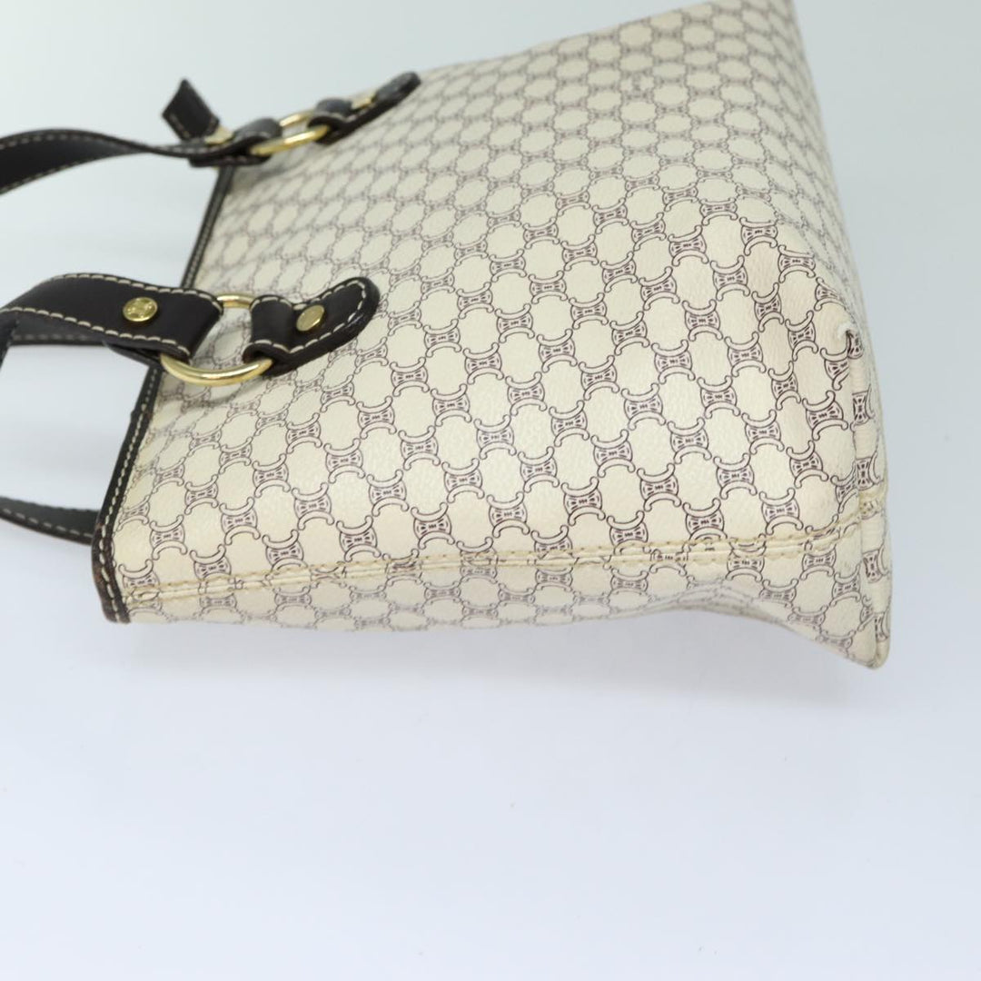Celine Macadam Canvas Hand Bag PVC White Auth 82867