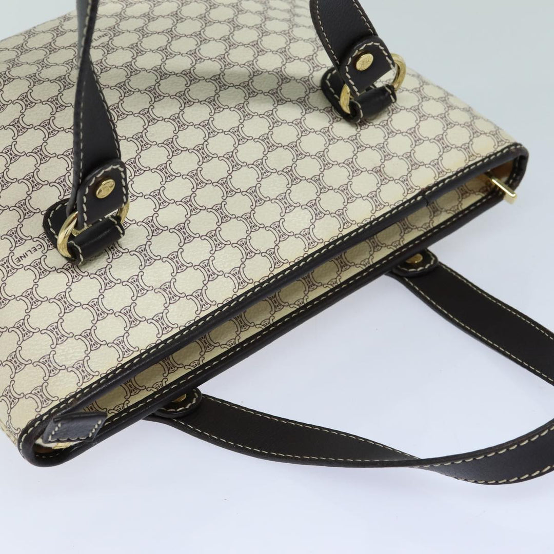 Celine Macadam Canvas Hand Bag PVC White Auth 82867