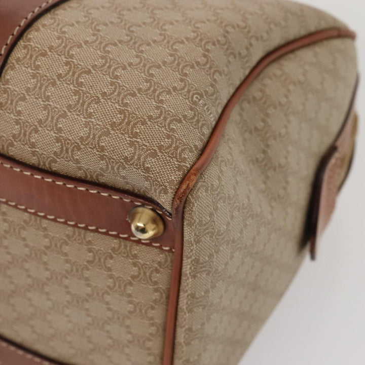 Celine Macadam Canvas Boston Bag PVC Leather Beige Auth 82895