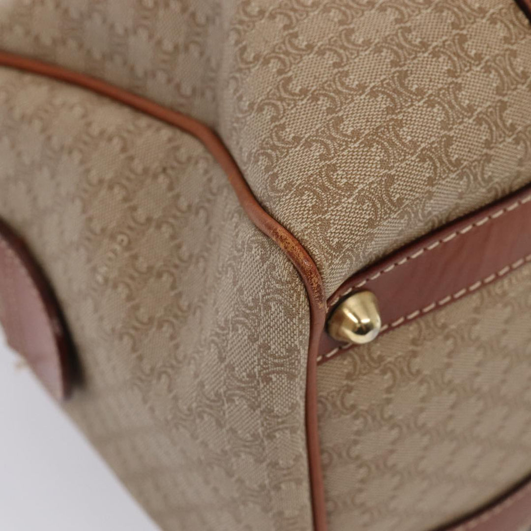Celine Macadam Canvas Boston Bag PVC Leather Beige Auth 82895