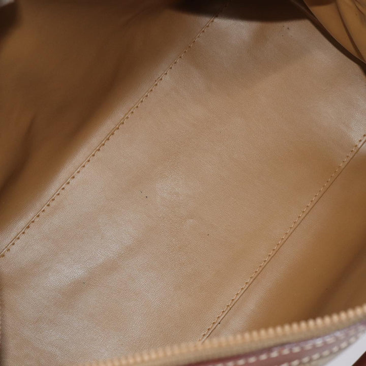Celine Macadam Canvas Boston Bag PVC Leather Beige Auth 82895